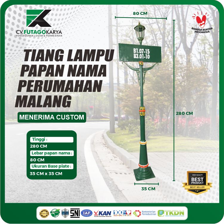 Tiang lampu papan nama