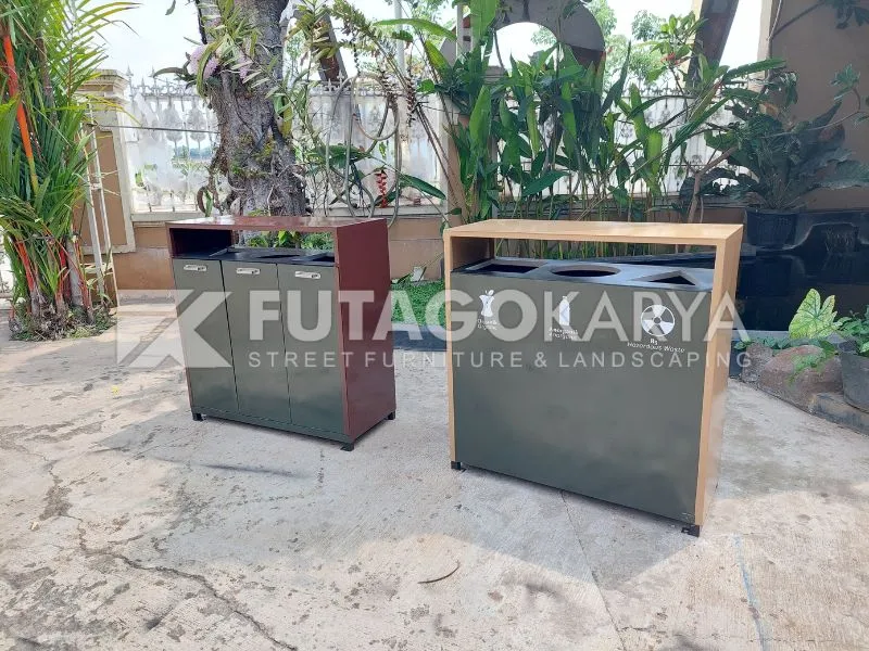 tempat sampah kotak besi